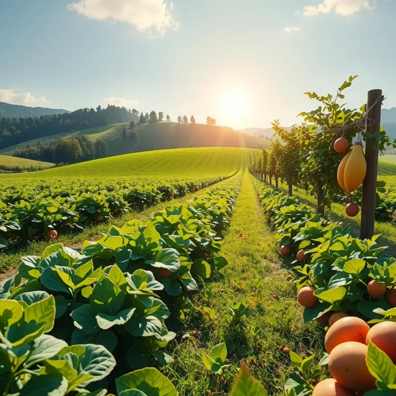 A sunlit field showcasing the vibrant and diverse produce typical of Latin American agriculture.