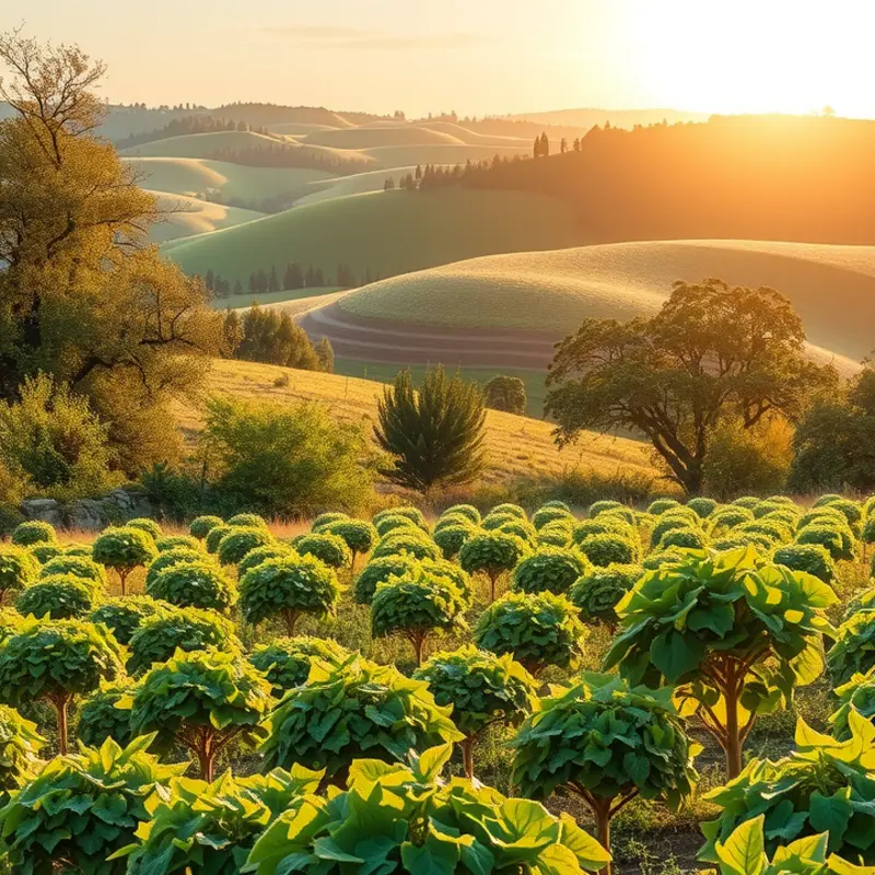 A sunlit field showcasing vibrant fruits and vegetables, representing healthy nutrition.