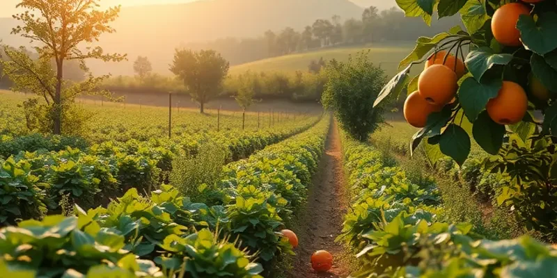 A scenic representation of a sunlit field highlighting the connection between nature and healthy nutrition.