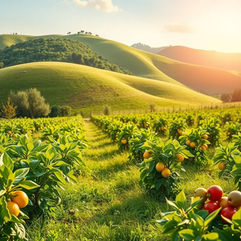 A vibrant sunlit field representing fresh produce.