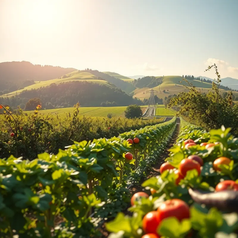 A vibrant sunlit field showcasing organic produce.