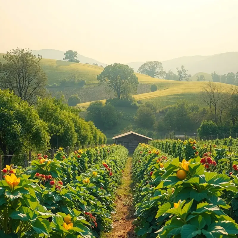 A vibrant sunlit field representing the abundance of organic produce.