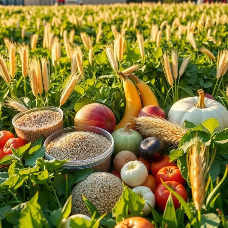 A field showcasing a rich variety of healthy carbohydrate-rich foods.