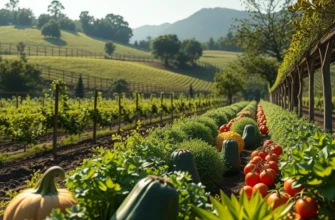 A stunning natural scene showcasing fields of vibrant fruits and vegetables.