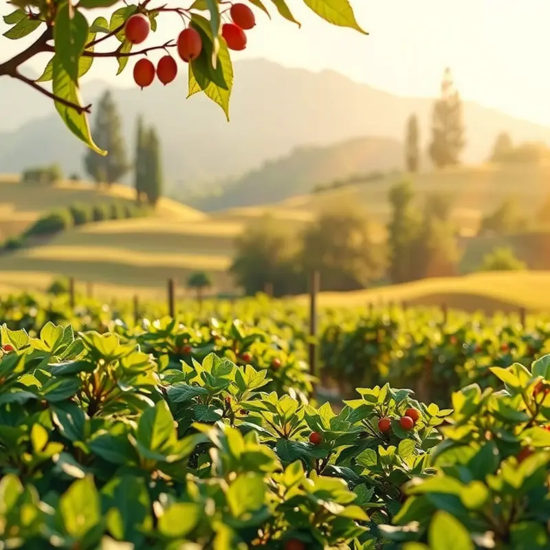 A serene sunlit field showcasing the beauty of organic produce.