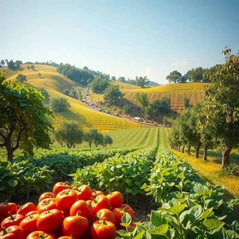 A vibrant sunlit field rich with organic produce.