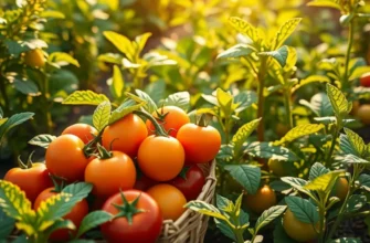 A picturesque sunlit field displaying an abundance of organic produce.