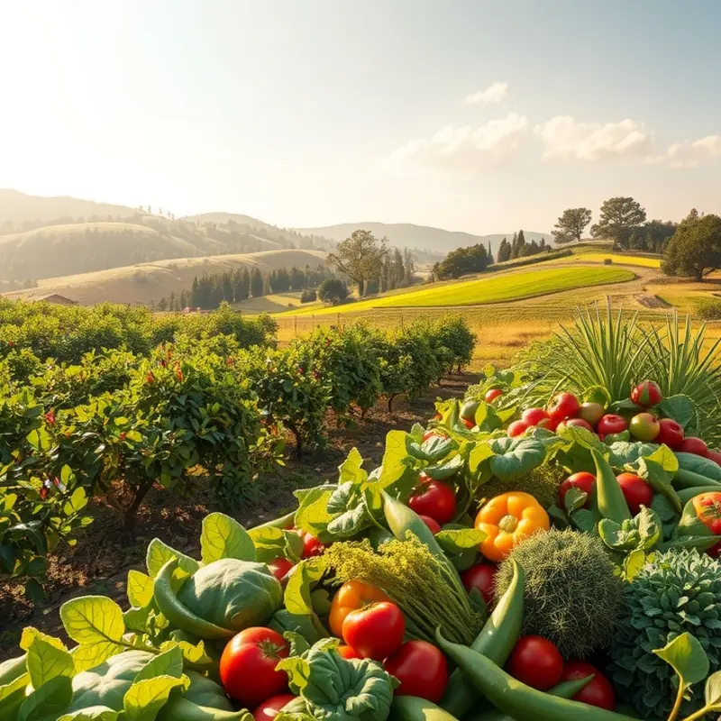 A sunlit organic garden embodying freshness and abundance.