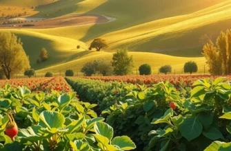 Lush orchard featuring ripe fruits and vegetables, symbolizing freshness.