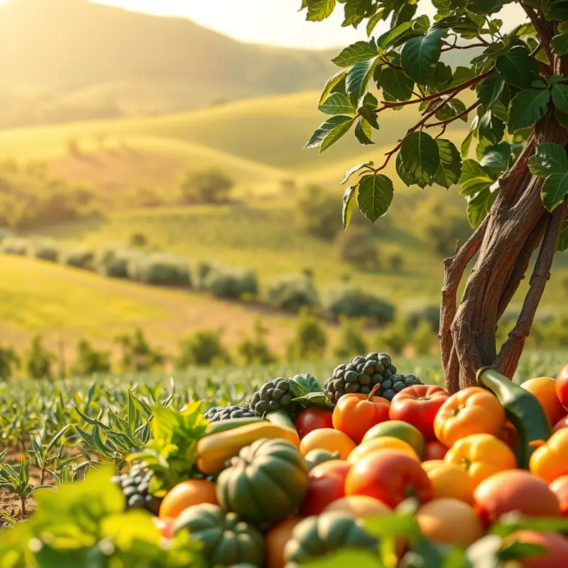 The sunlit field of organic produce embodies the essence of a healthy diet.