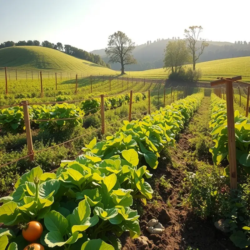 A vibrant landscape showcasing natural, organic produce in a serene environment.