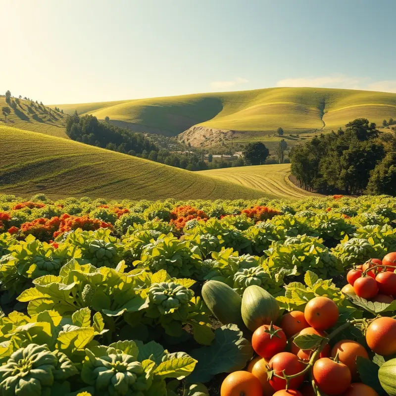 A serene landscape showcasing the abundance of nature’s organic produce.