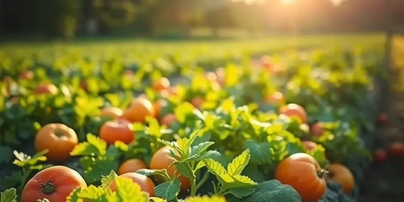 A vibrant field of organic produce under the sun.