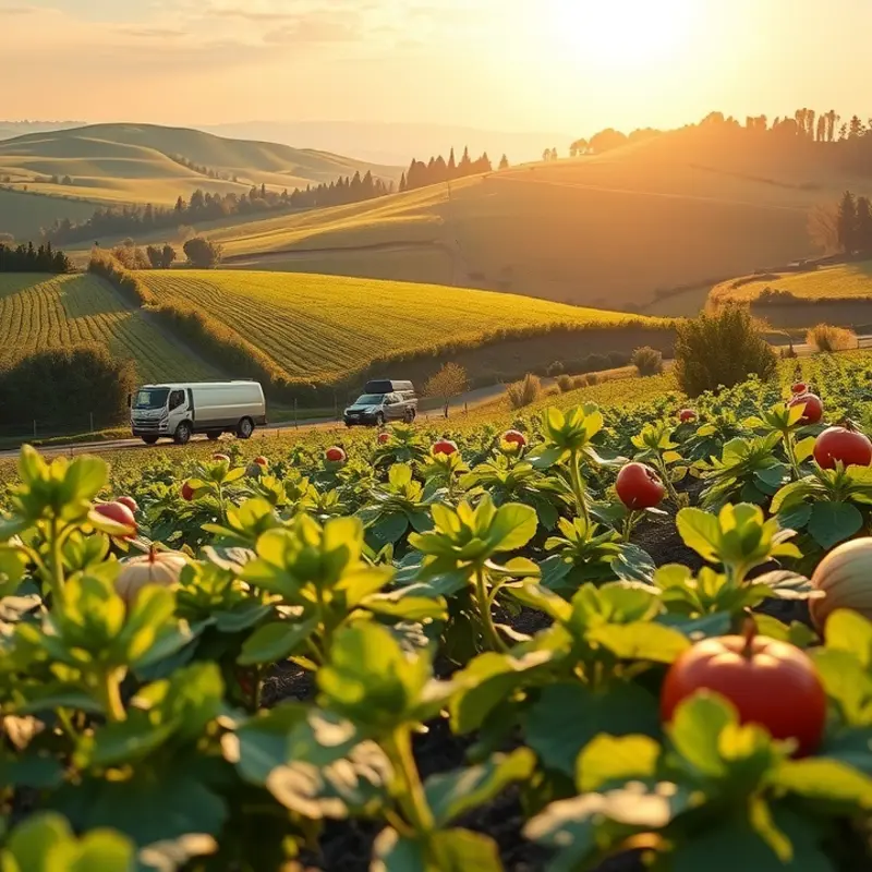 A sunlit field showcasing an abundance of organic produce.