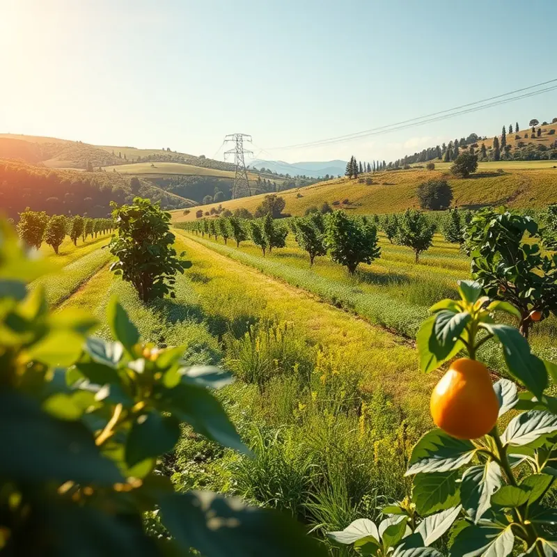 A serene sunlit field showcasing the abundance of organic produce.