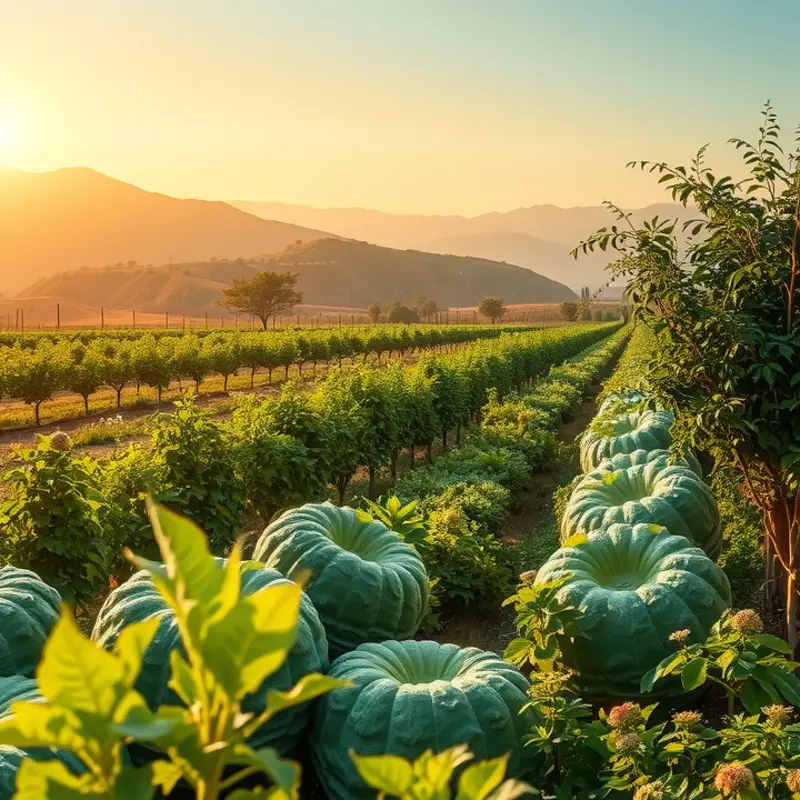 A sunlit field filled with fresh, organic produce ready for pureeing.