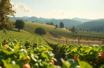 A bright sunlit field filled with organic vegetables and fruits.