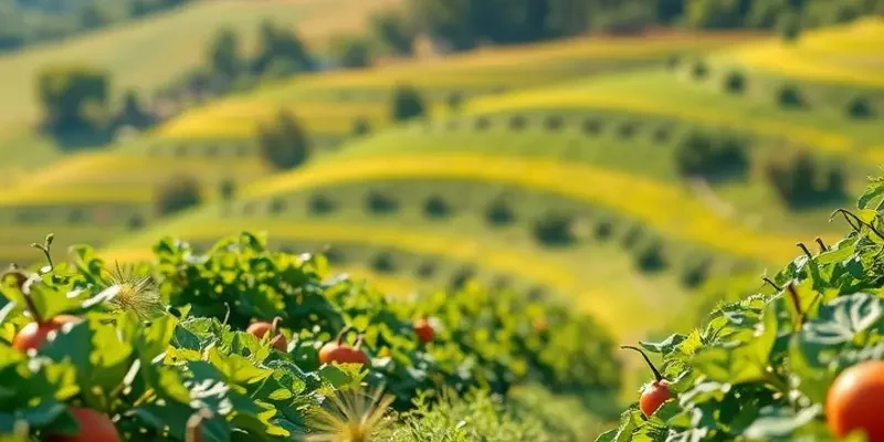 Vibrant sunlit landscape showcasing fruits and vegetables to inspire healthy detox.