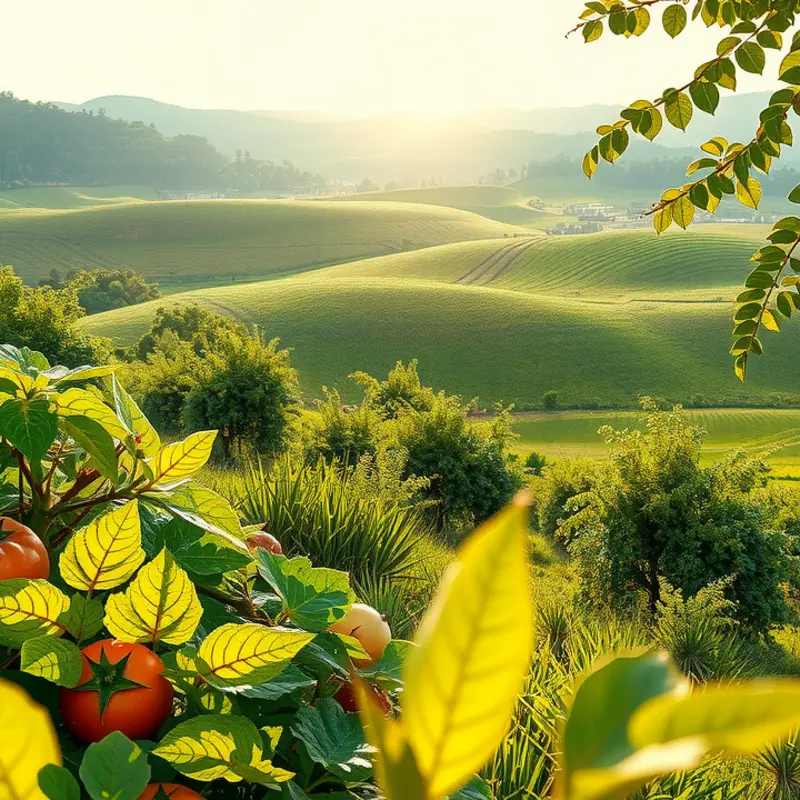 A vibrant sunlit field showcasing the abundance of whole foods.