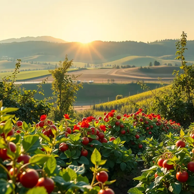 A vibrant bowl filled with colorful vegetables and grains, surrounded by a lush, organic landscape.