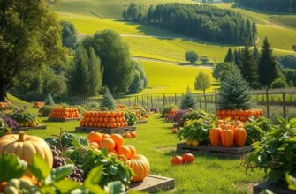 Sunlit field showcasing a variety of organic vegetables and herbs.