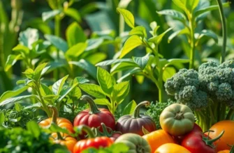 A picturesque field filled with various organic fruits and vegetables under soft, natural light.