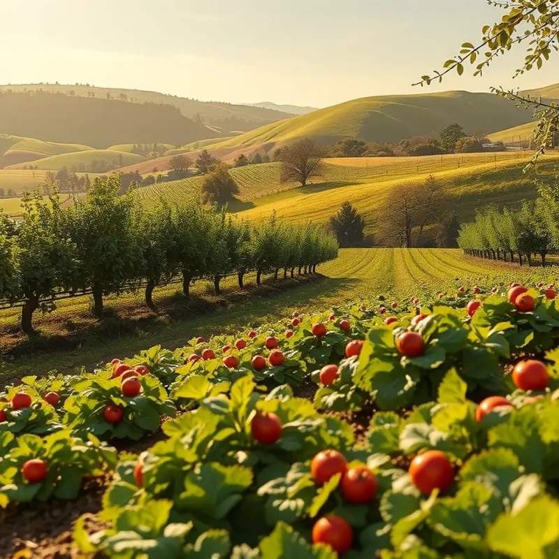 A vibrant orchard illustrating healthy produce growing naturally.