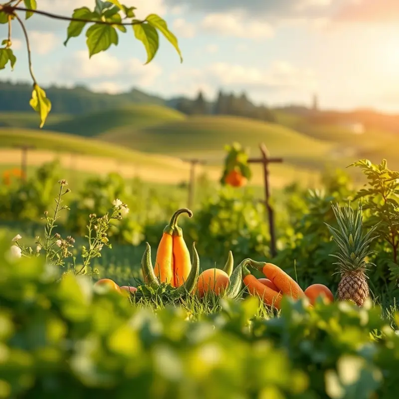 A picturesque landscape showcasing the abundance of nature and healthy vegetables.