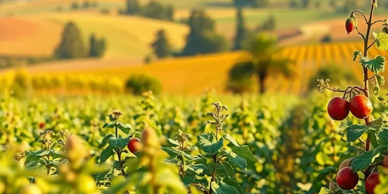 A sunlit field teeming with lush greenery, symbolizing the principles of healthy nutrition.