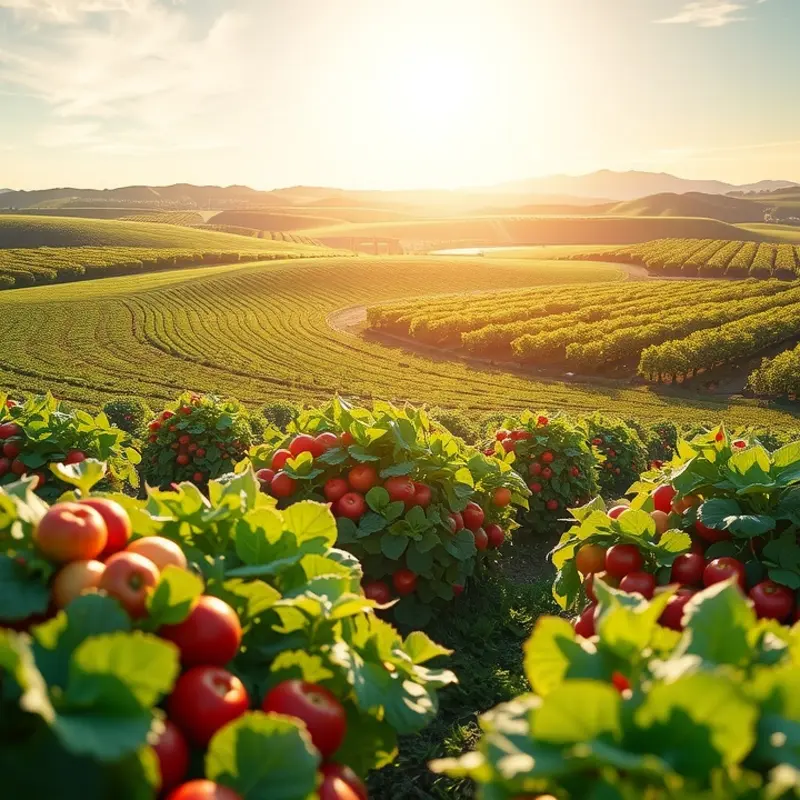 A thriving organic landscape filled with vibrant produce.