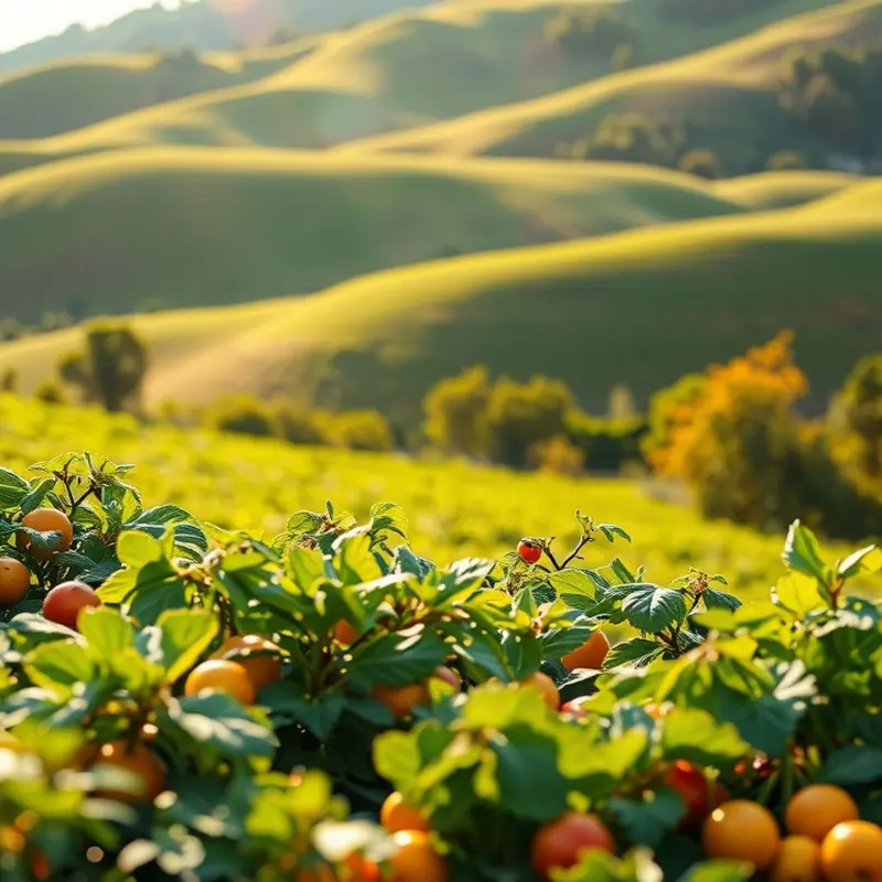 A serene landscape showcasing the abundance of natural produce.
