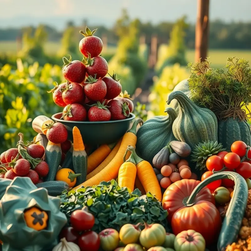 A vibrant sunlit field showcasing an abundance of fresh vegetables.