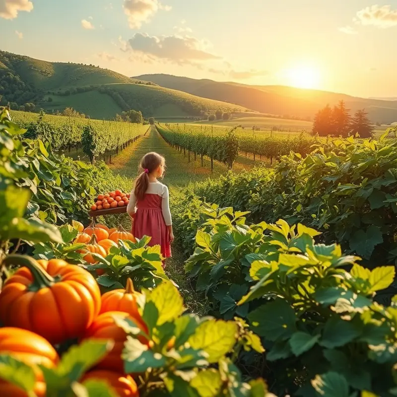 A sunlit field showcasing the freshness of organic vegetables.