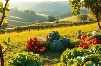 A vibrant field showcasing the harmony of healthy foods and natural beauty.