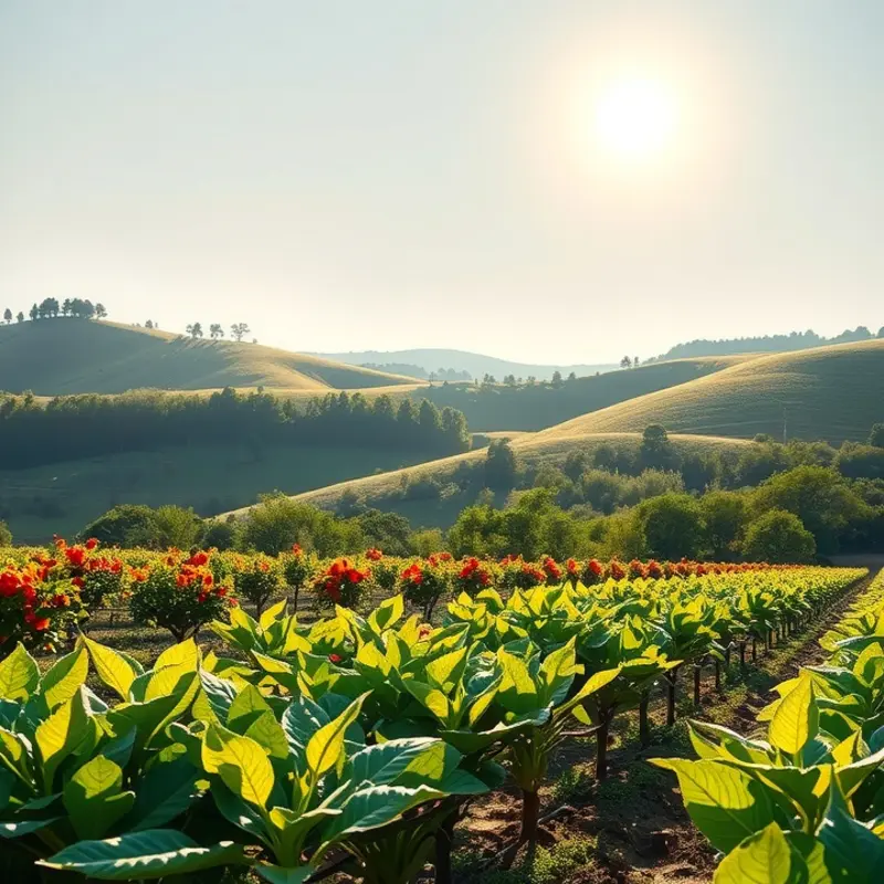 A vibrant field showcasing the bounty of organic fruits and vegetables.