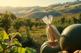 Lush field filled with organic fruits and vegetables.