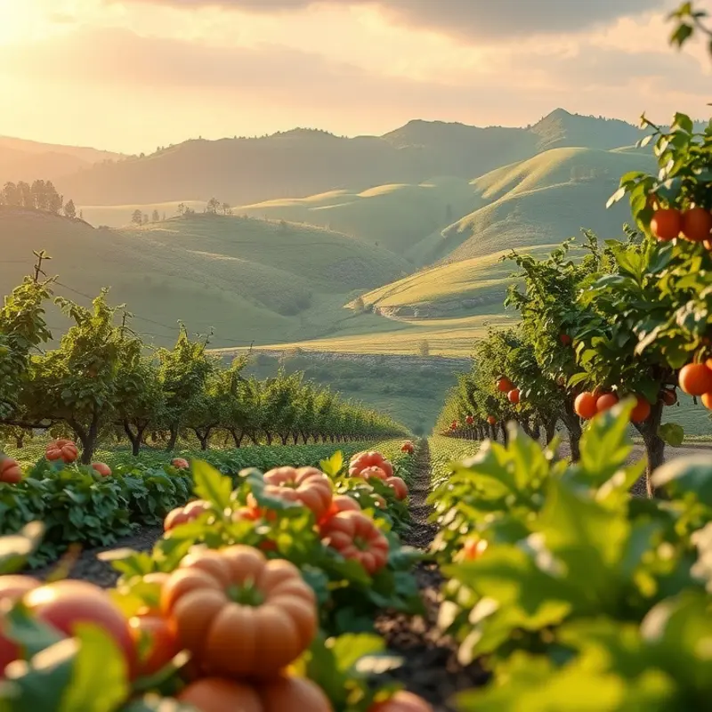 A vibrant landscape reflecting the abundance of ingredients used in Asian dumpling preparations.
