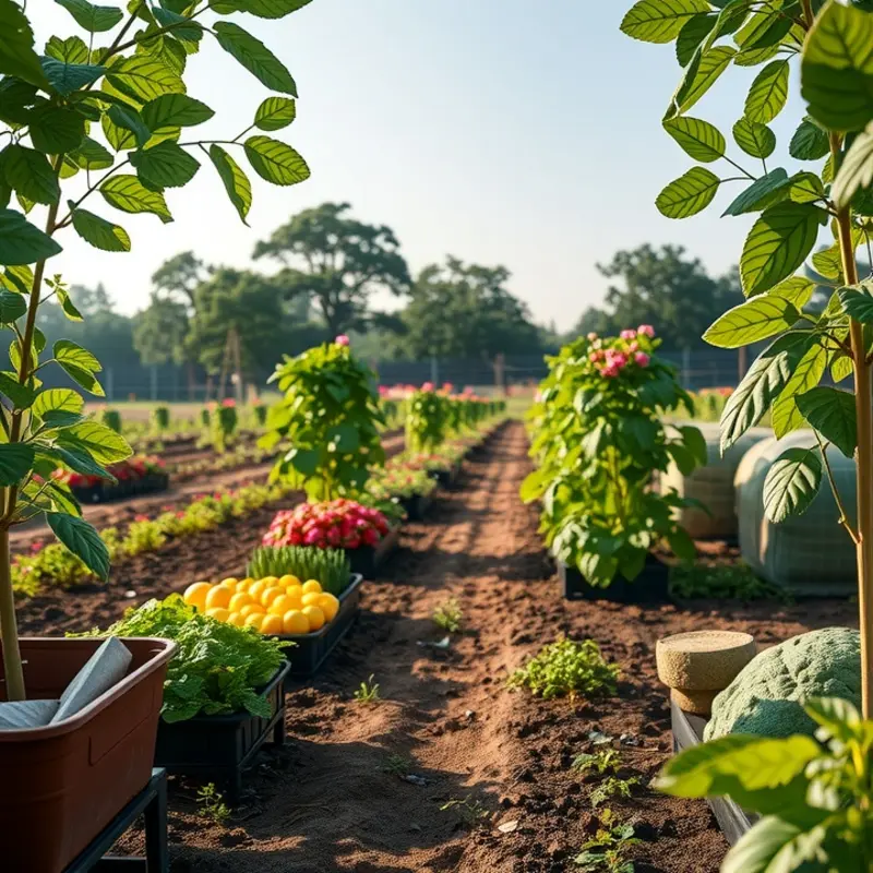 A sunlit field illustrating the abundance of organic produce.