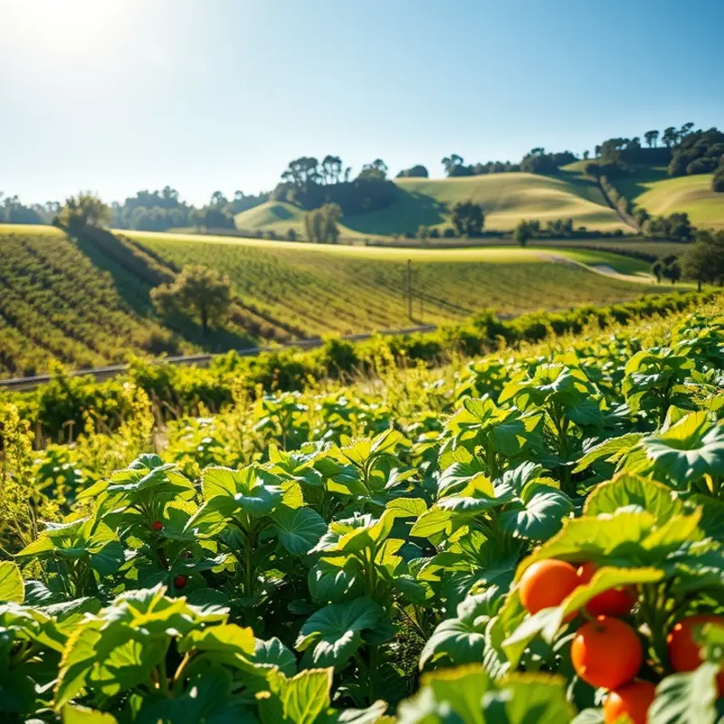 A lush field illustrating fresh organic produce.