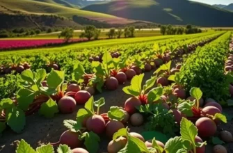 Sunlit orchard filled with vegetables and fruits, showcasing the natural abundance essential to Russian cuisine.