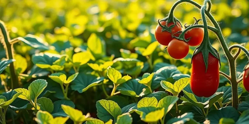 A beautiful scenic field abundant with fresh organic produce, promoting healthy cooking.