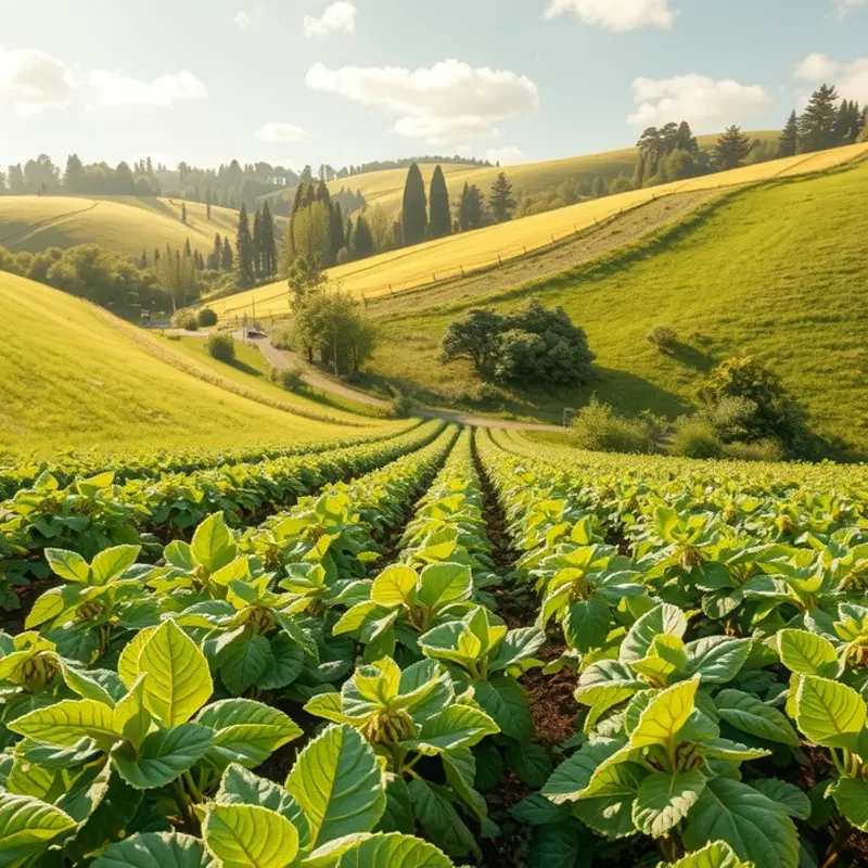 A lush and vibrant landscape representing the abundance of plant-based food.