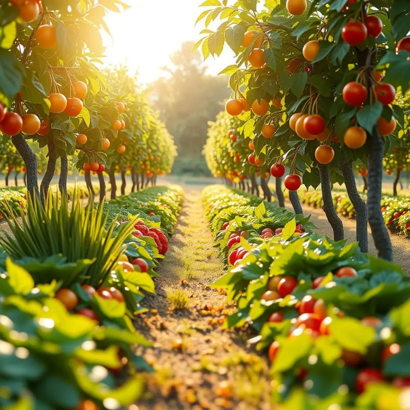 A serene garden showcasing the growth of flax seeds amidst other vibrant produce.