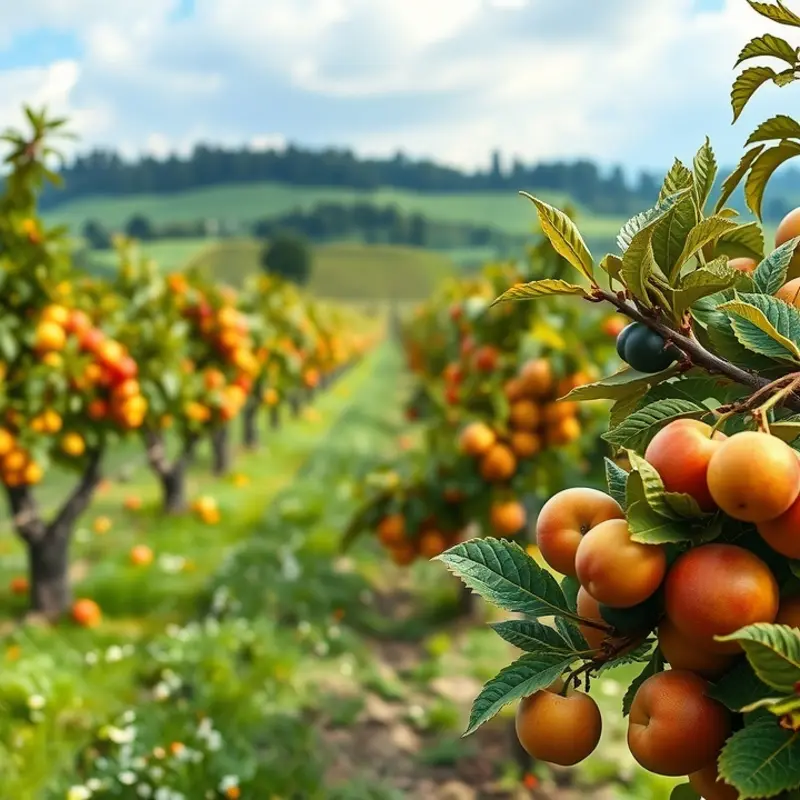 A sunlit field showcasing an abundance of vibrant vegetables and fruits.