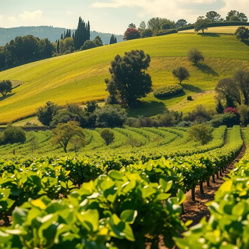 A sunlit orchard filled with vibrant vegetables and fruits, exemplifying freshness and abundance.