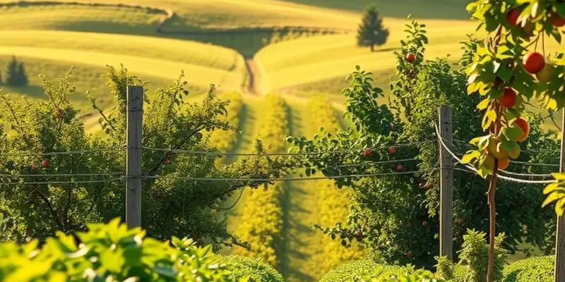 A vibrant field of fresh organic vegetables and fruits under sunlight.