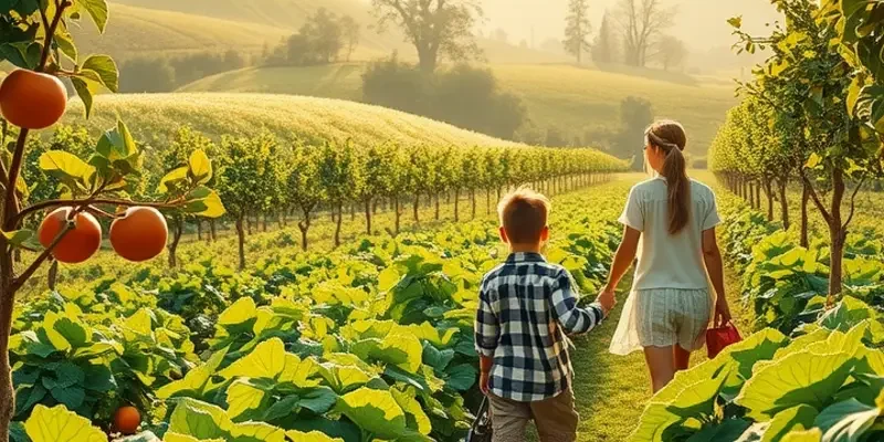A scenic field showcasing a vibrant array of organic vegetables in a natural, sunlit environment.