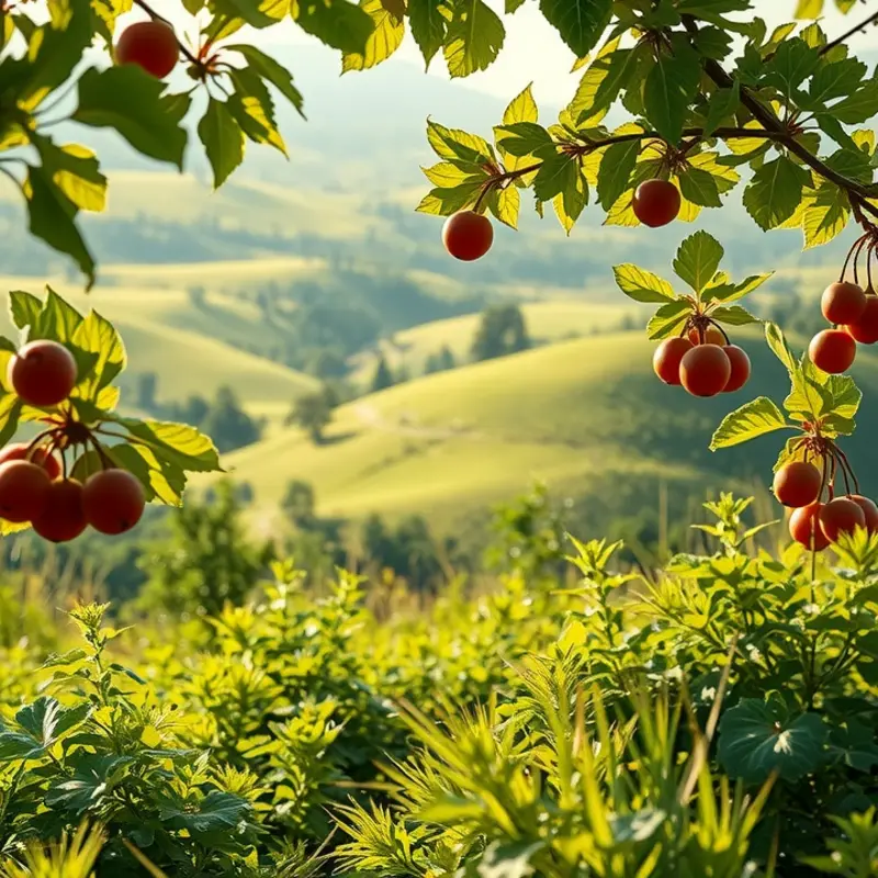 A vibrant field teeming with organic fruits and vegetables, emphasizing nature’s bounty.