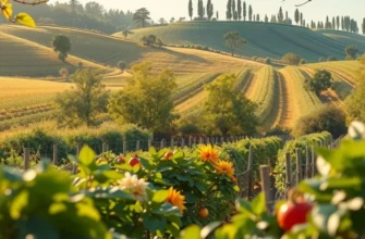A scenic landscape depicting vibrant organic produce in a sunlit setting.
