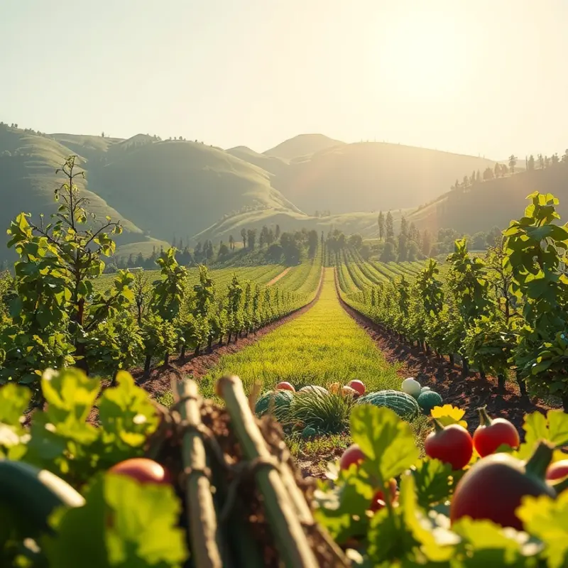 A fresh garden full of vibrant vegetables and fruits representing the essence of home cooking.